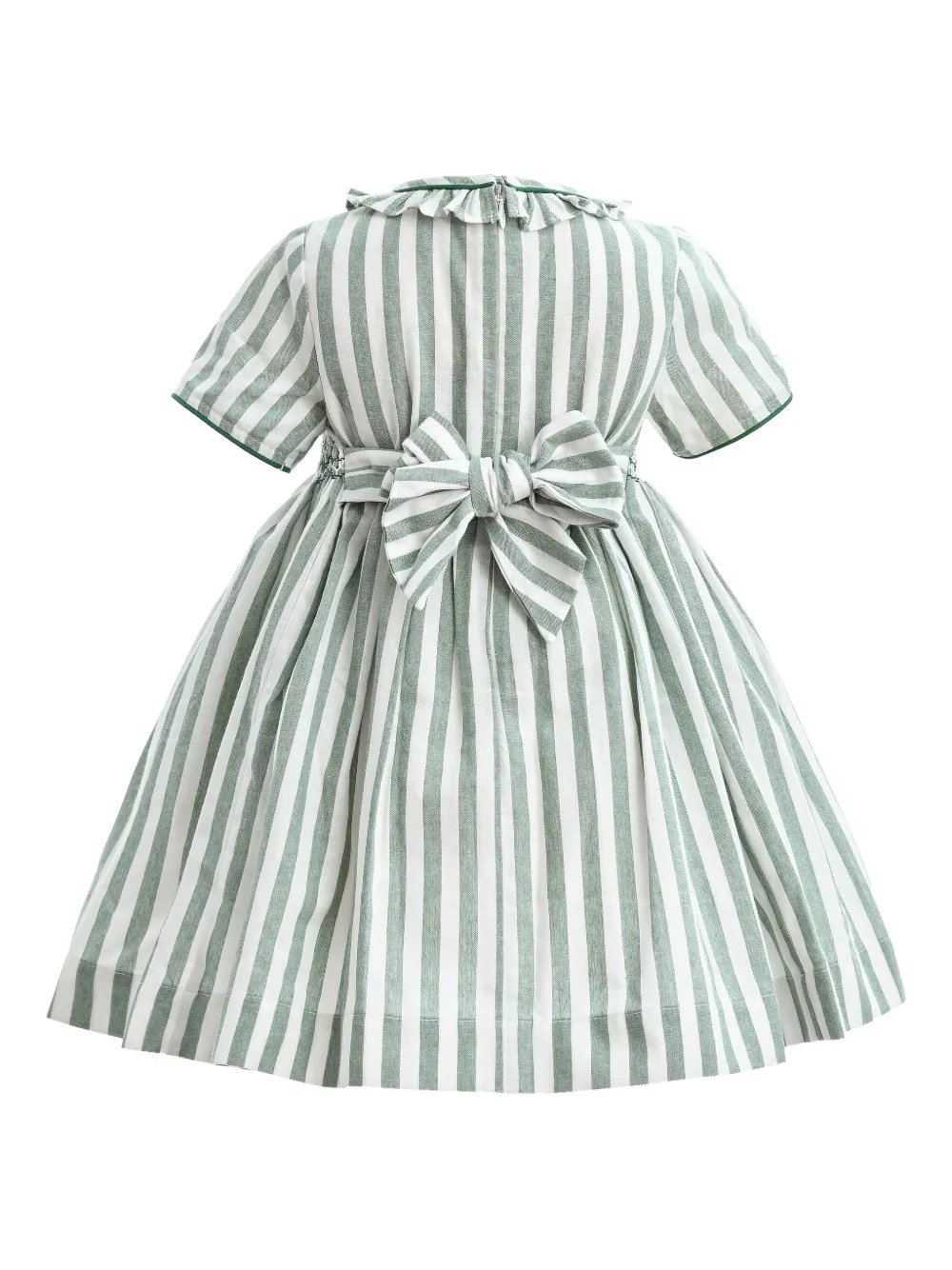 Tulleen Gestreepte jurk met korte mouwen - Wit