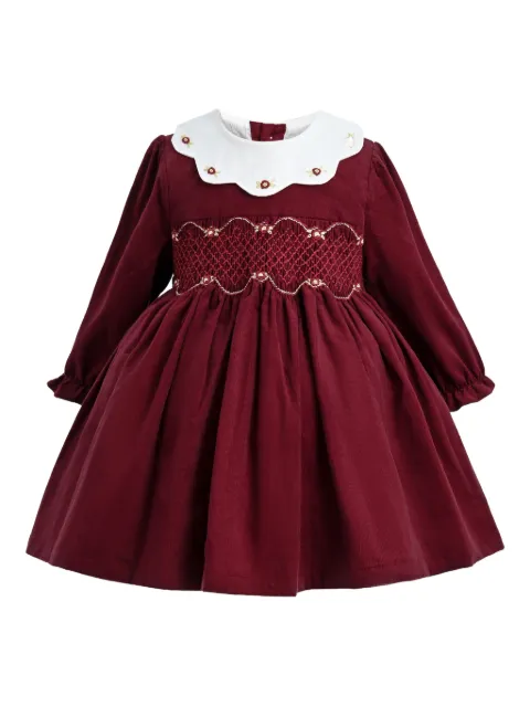 Tulleen long-sleeve smocked-effect party dress