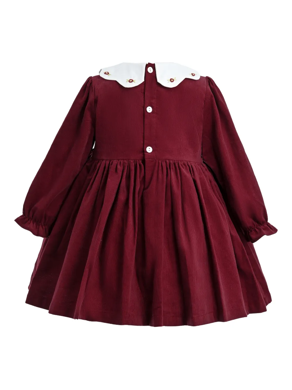 Tulleen Jurk met gesmockt effect en lange mouwen - Rood