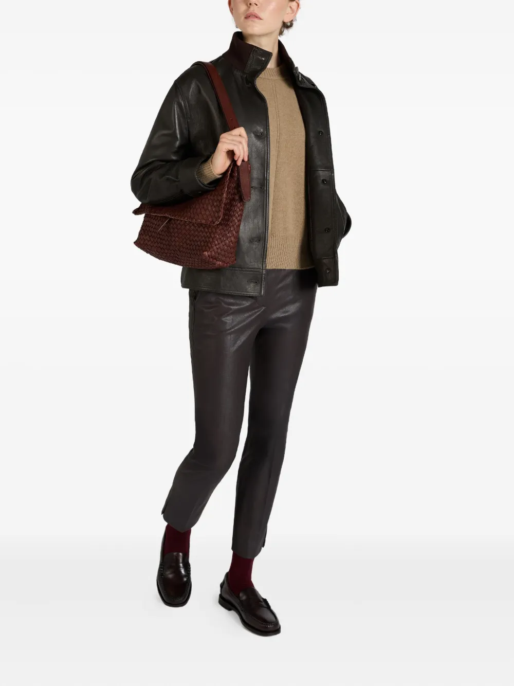 slowear x Incotex faux leather straight trousers | Straight-Leg Pants | Image 2