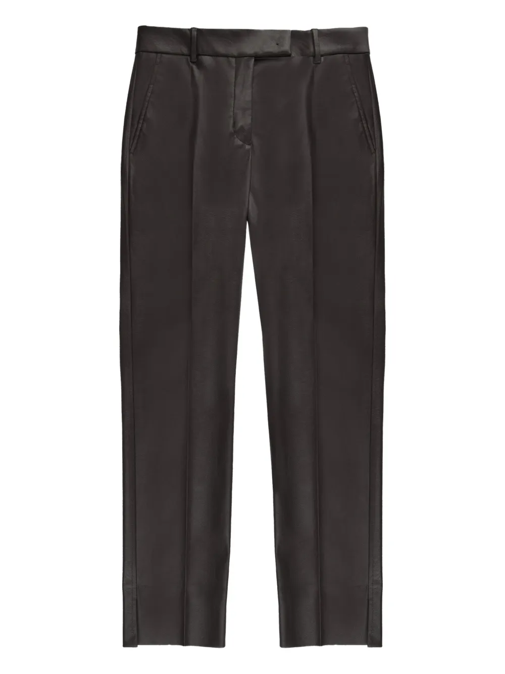 Slowear X Incotex Faux Leather Straight Trousers In Brown