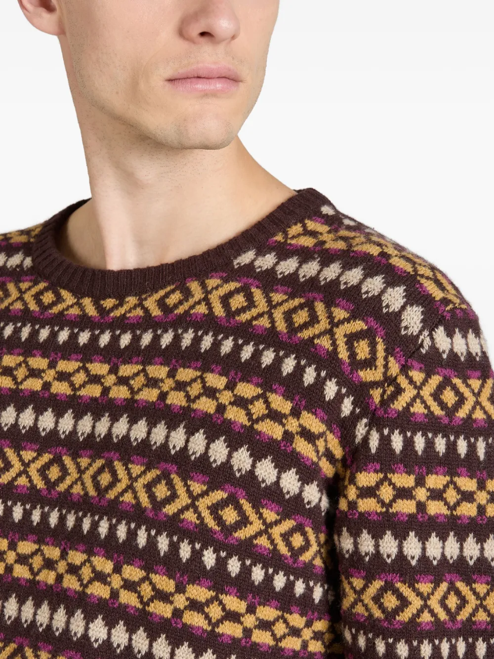 slowear Wollen trui met jacquard Bruin