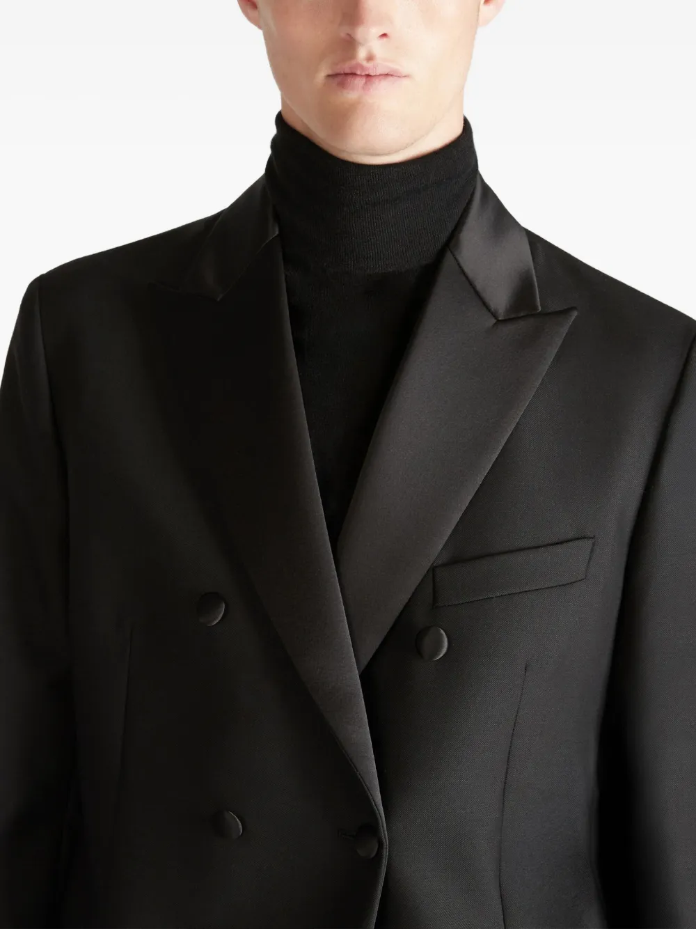 slowear Wollen blazer met dubbele rij knopen en klepzak Zwart