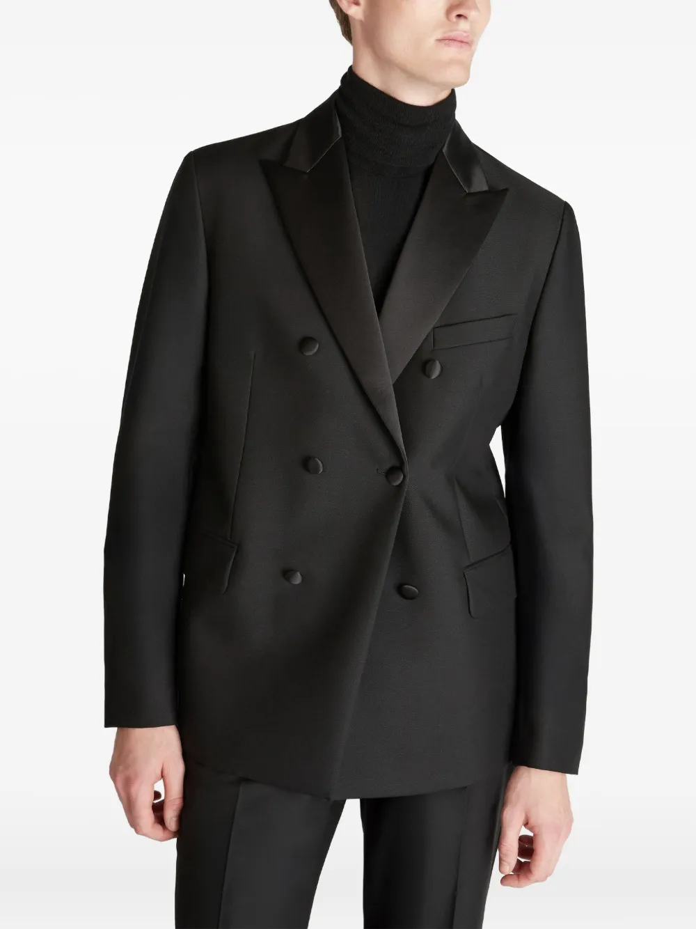 slowear Wollen blazer met dubbele rij knopen en klepzak Zwart