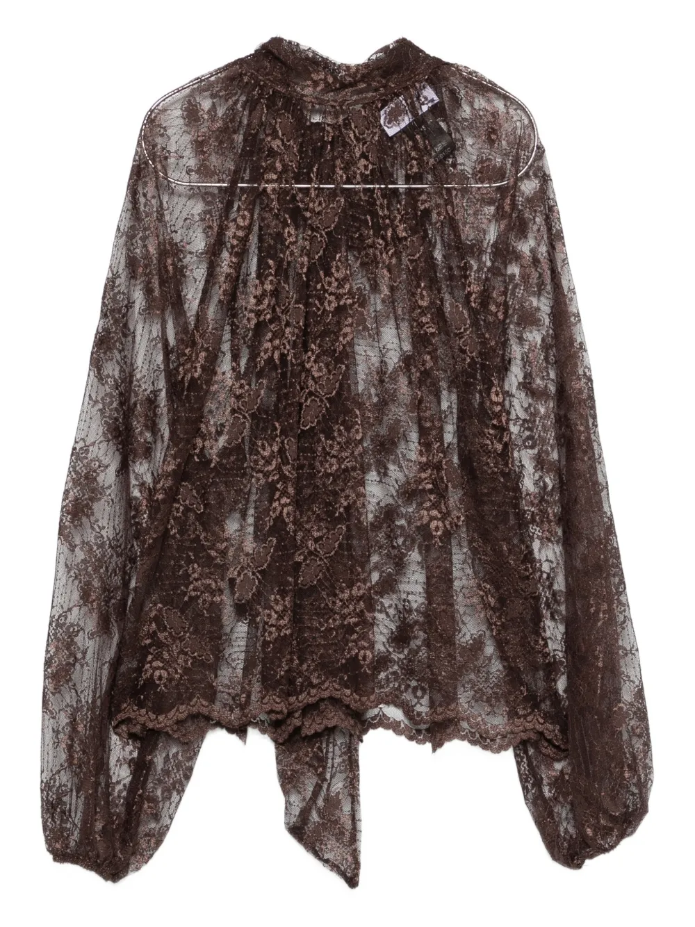 So Allure Lace Scarf Blouse In Brown