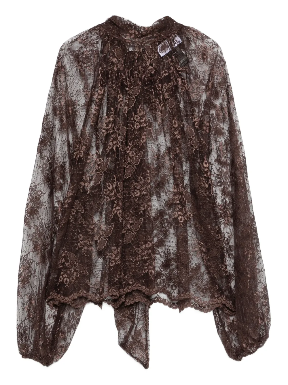 SO ALLURE blusa con bufanda y encaje | marrón | Image 1