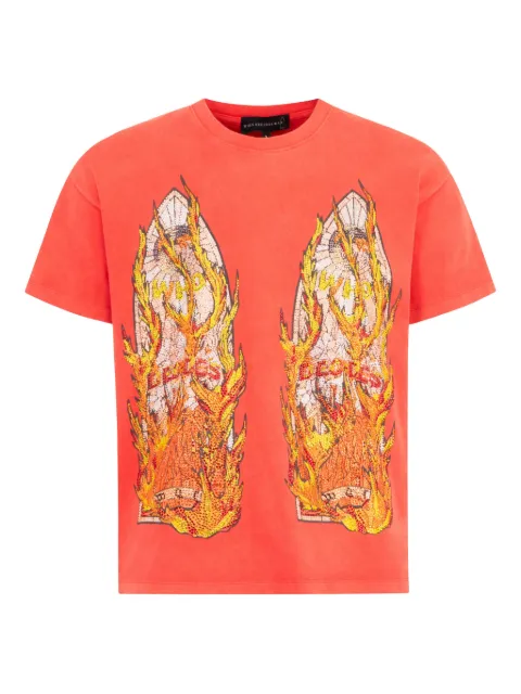Who Decides War Rhinestone Flame Glass T-shirt