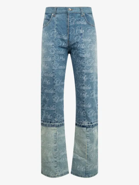Who Decides War logo-embrodery panelled jeans