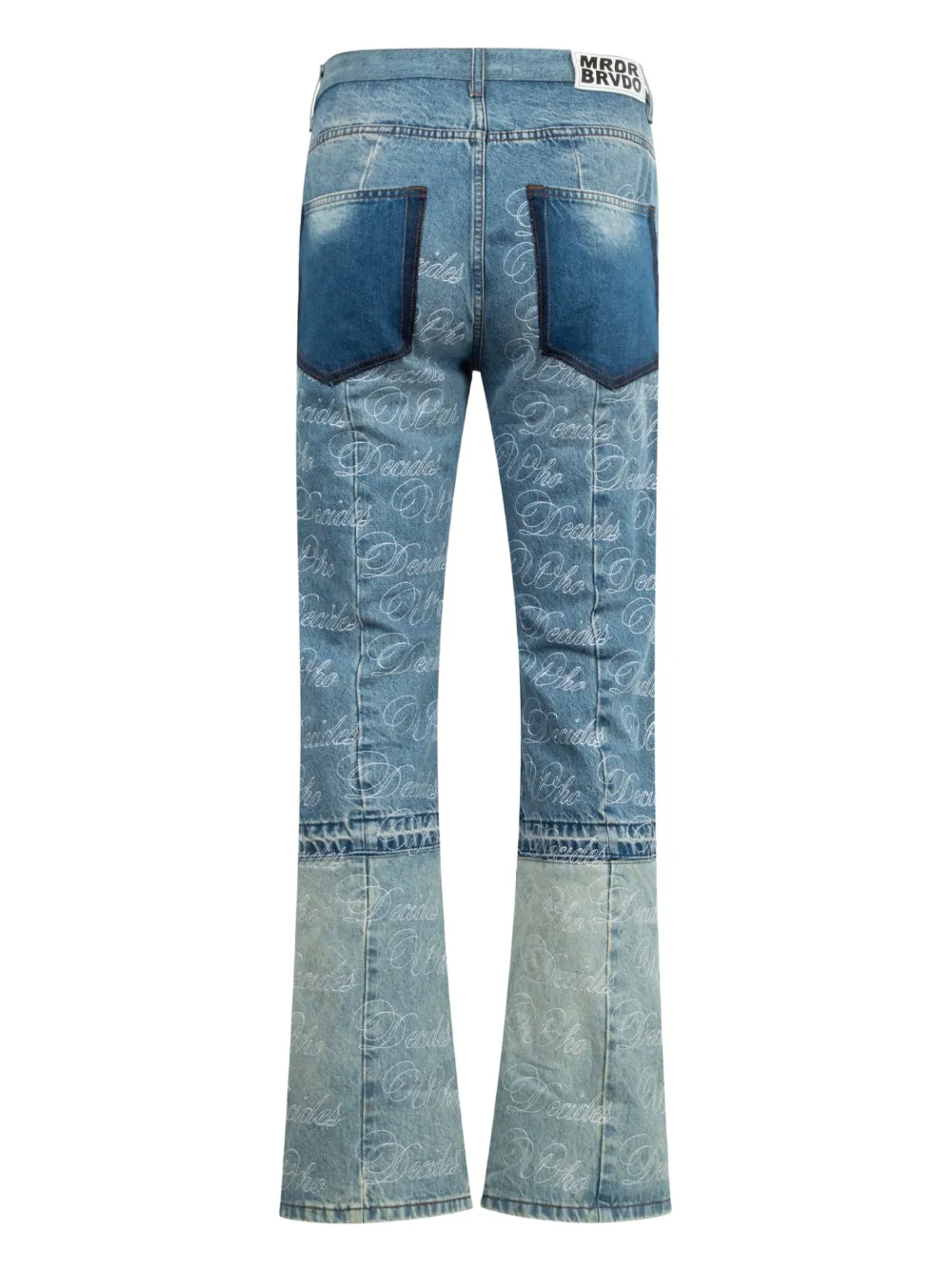Who Decides War Jeans met geborduurd logo en vlakken - Blauw