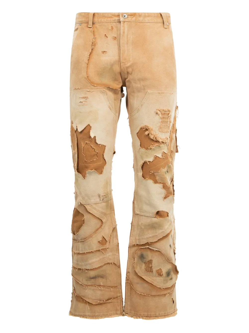Who Decides War Unearthed button-fastening distressed trousers | Neutrals | Image 1