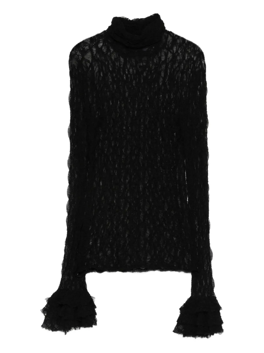 SO ALLURE blusa de encaje con volantes | negro | Image 1