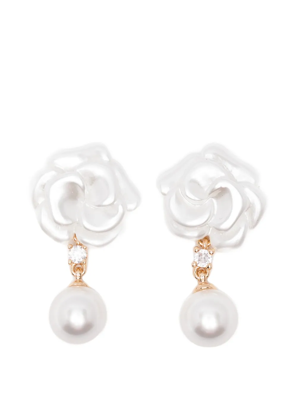 Self-Portrait flower pearl earrings - Oro