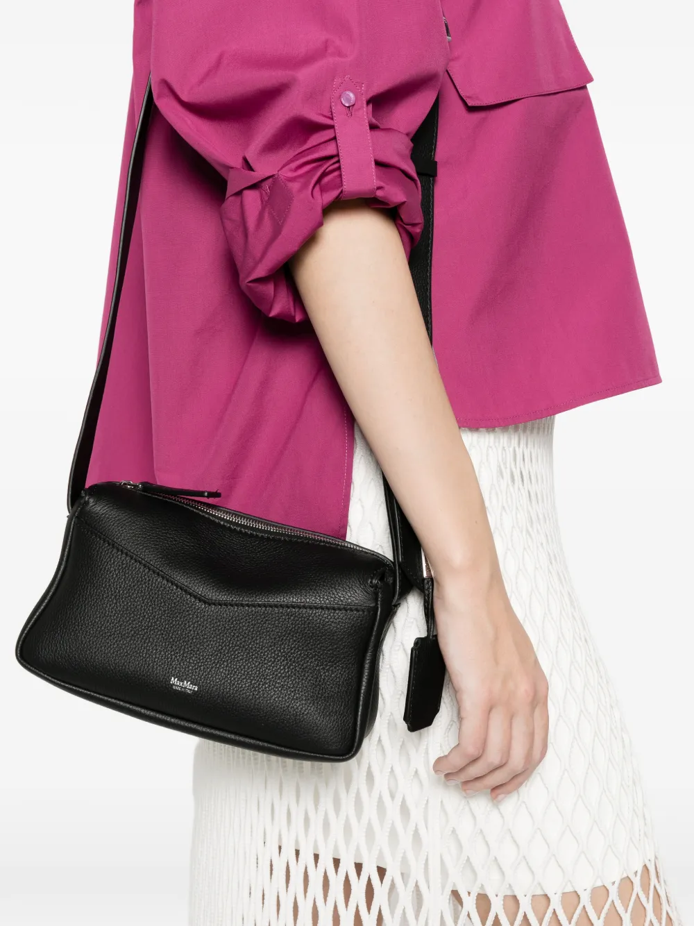 Max Mara Shopper met logodetail Zwart