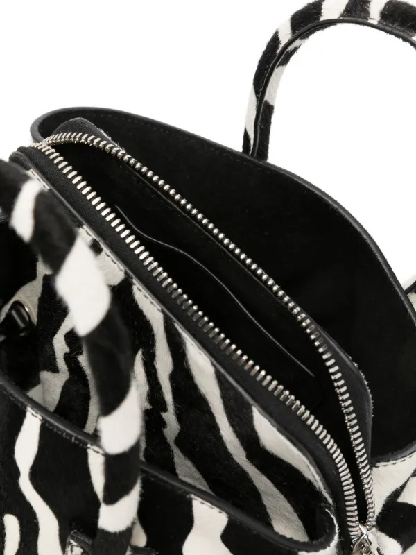 The Attico La Passeggiata zebra-pattern Mini Tote Bag | Black