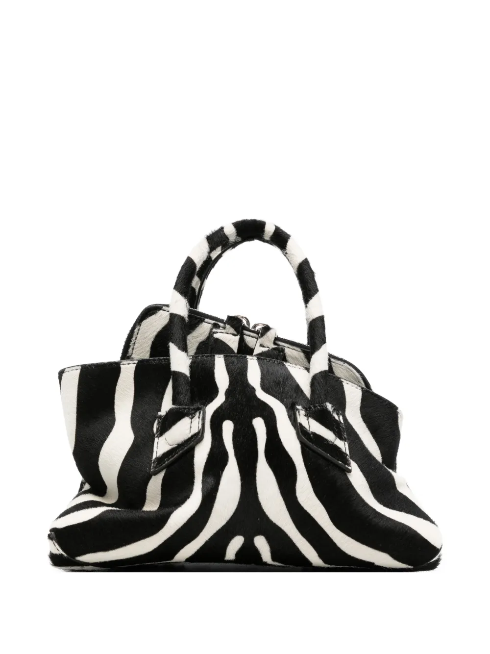 The Attico mini La Passeggiata zebra-pattern tote bag - Nero