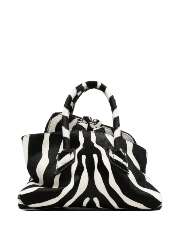 The Attico La Passeggiata zebra-pattern Mini Tote Bag | Black