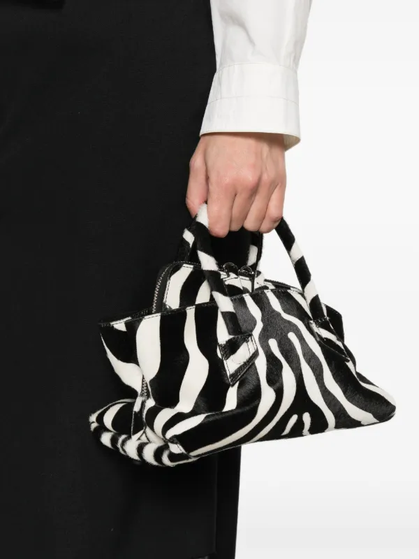 The Attico La Passeggiata zebra-pattern Mini Tote Bag | Black