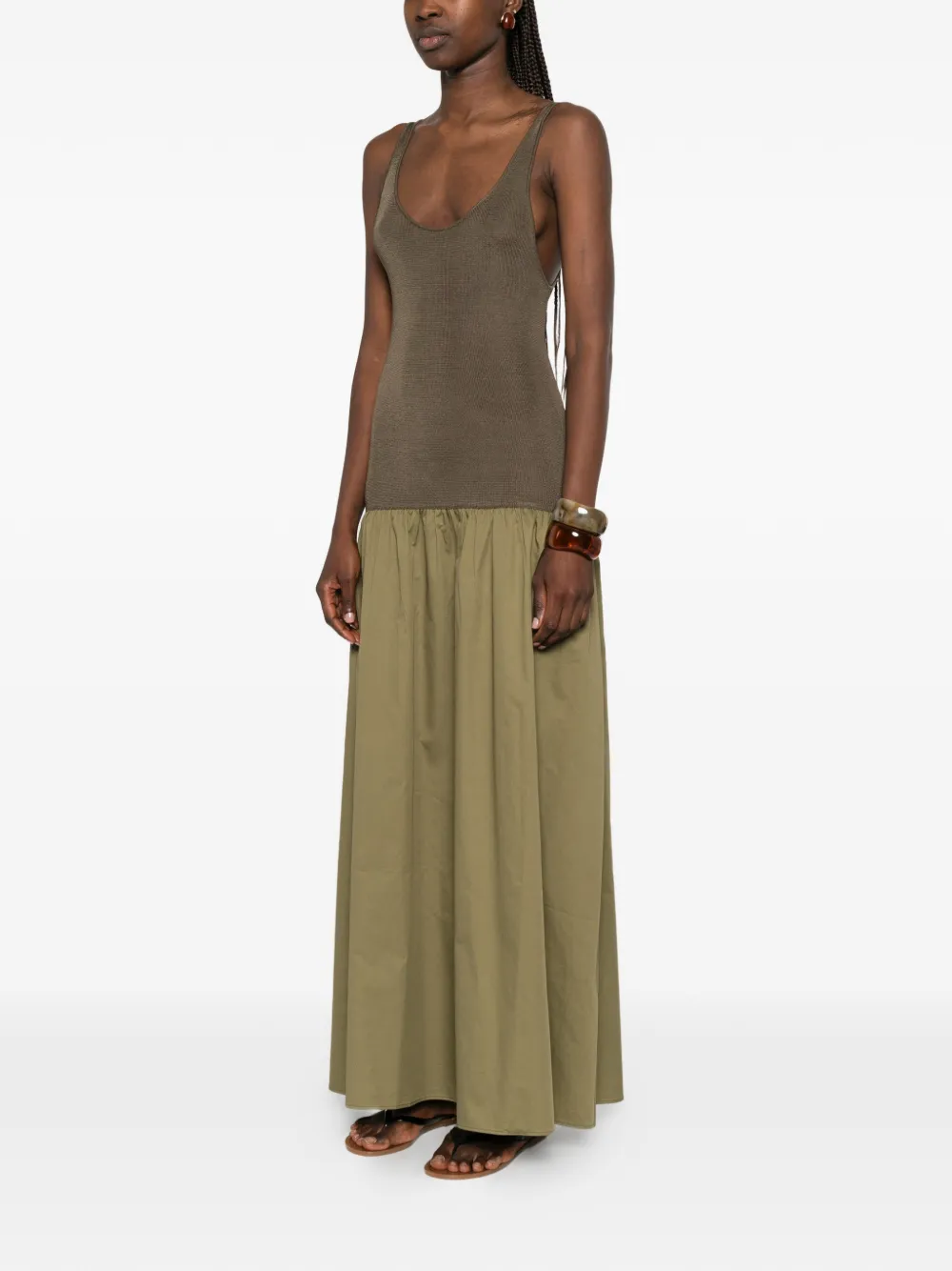 The Frankie Shop Iliya maxi-jurk met verlaagde taille Groen
