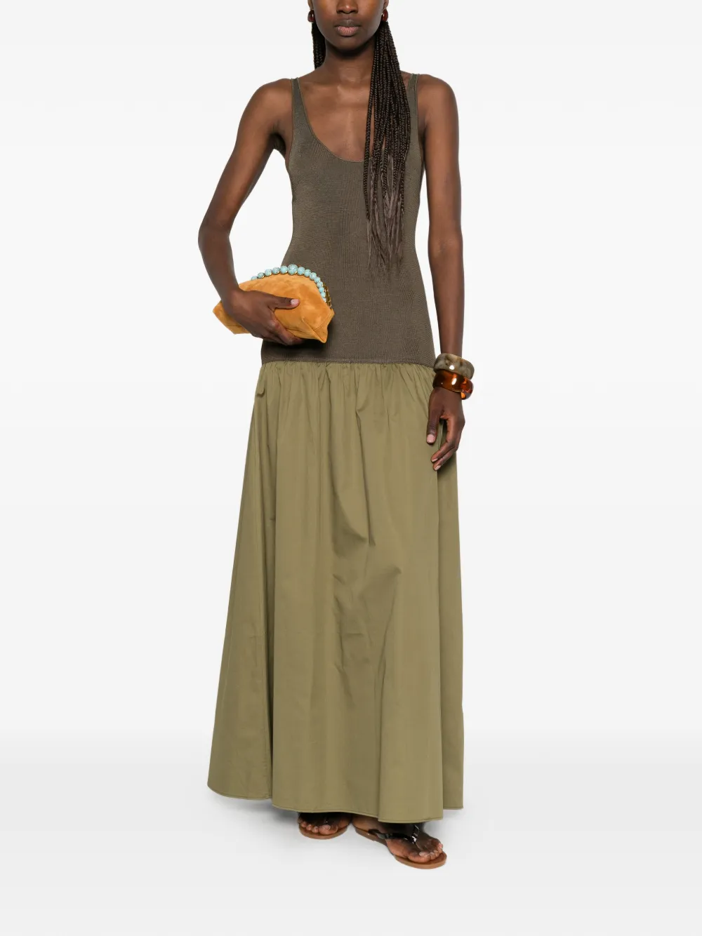 The Frankie Shop Iliya maxi-jurk met verlaagde taille Groen