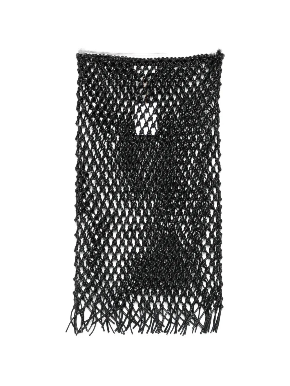 The Frankie Shop Nelaya macramé leather midi skirt - Nero