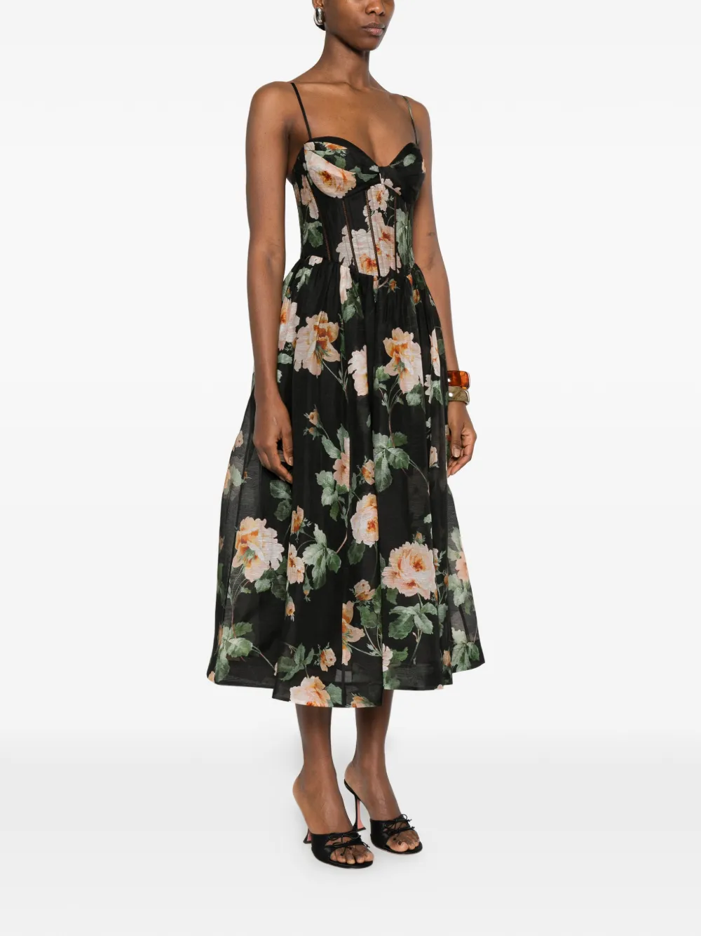 Luna Corset Floral Midi Dress