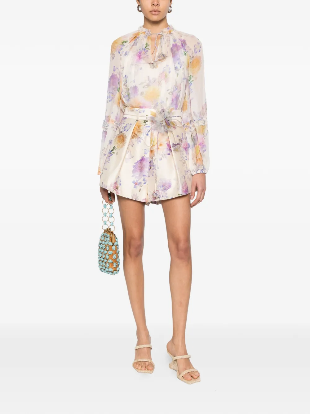  Zimmermann Luna Ruffled Floral Blouse - Neutrals 