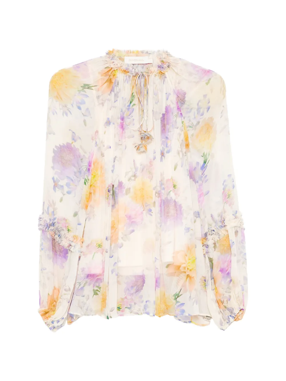 ZIMMERMANN Luna ruffled floral blouse - Toni neutri