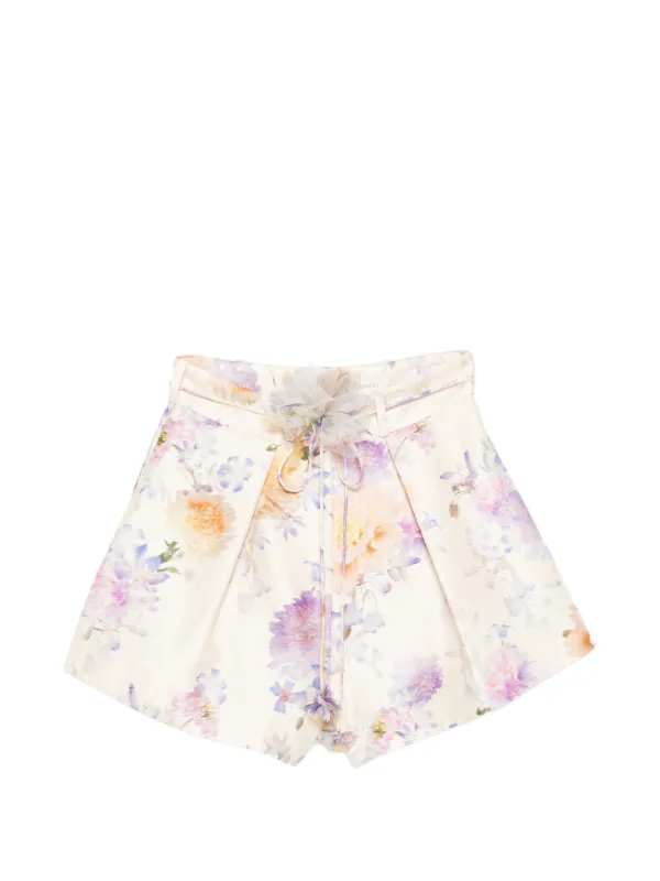 Zimmermann Luna Floral-print Shorts in Neutrals