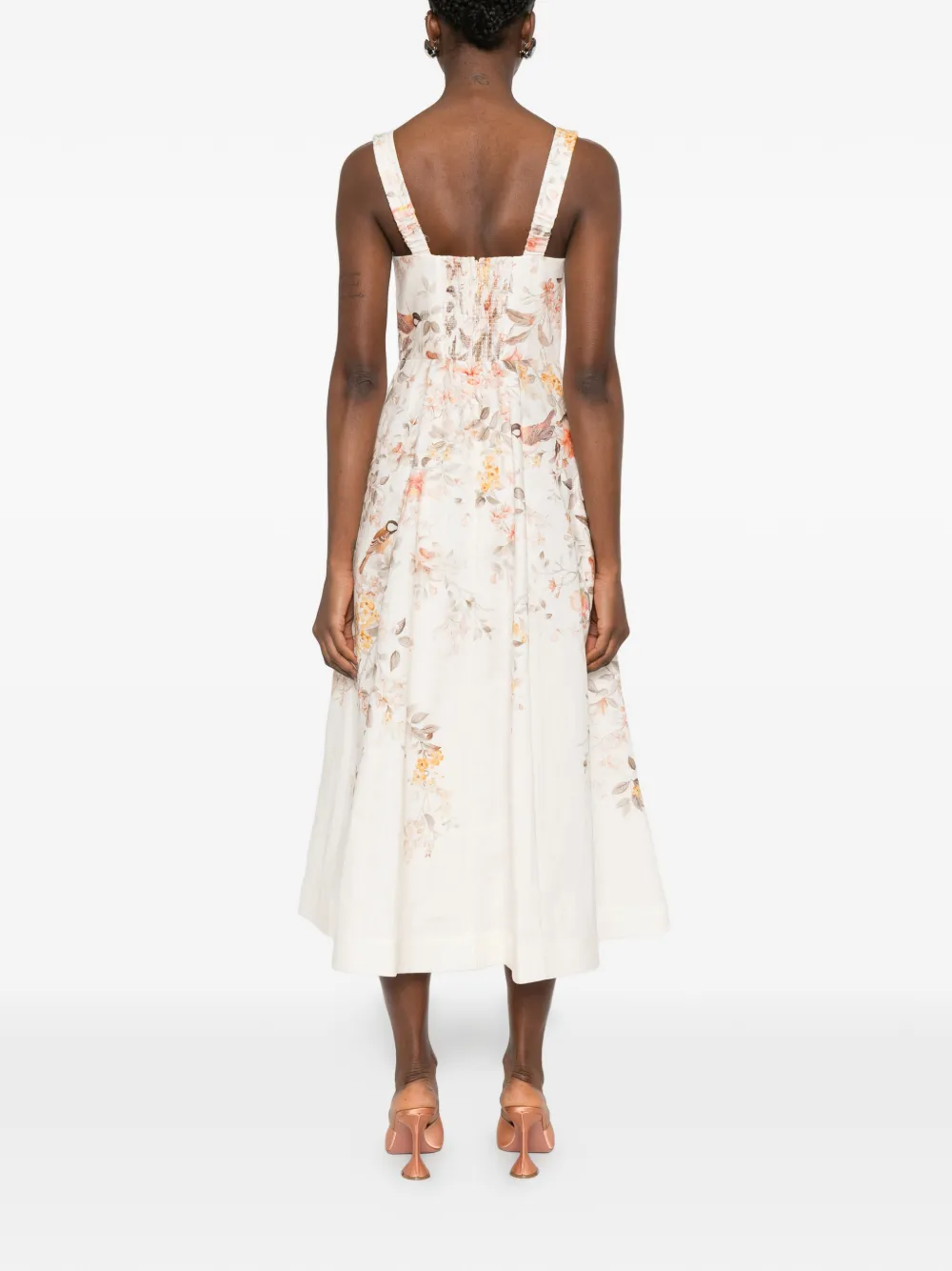 ZIMMERMANN Luna picknick midi-jurk met knopen Beige