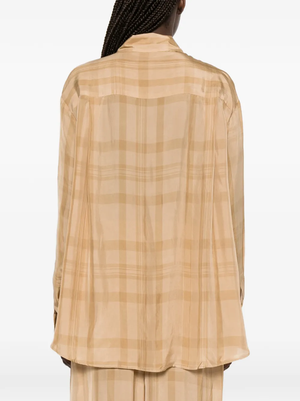 The Frankie Shop Peri geruite blouse Beige