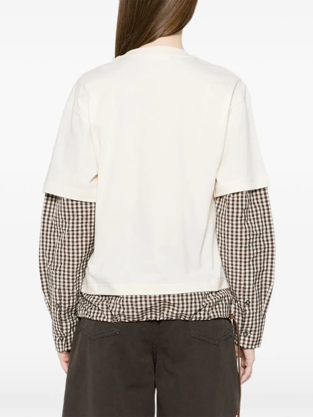 Moncler Gelaagd T-shirt met gingham ruit Beige