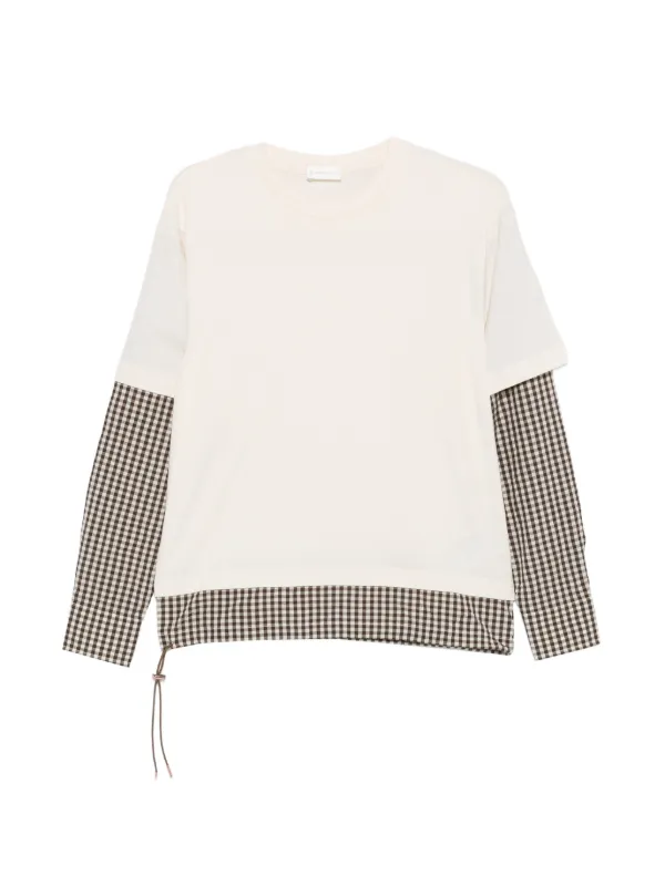 Moncler Gingham Layered T-shirt in Neutrals