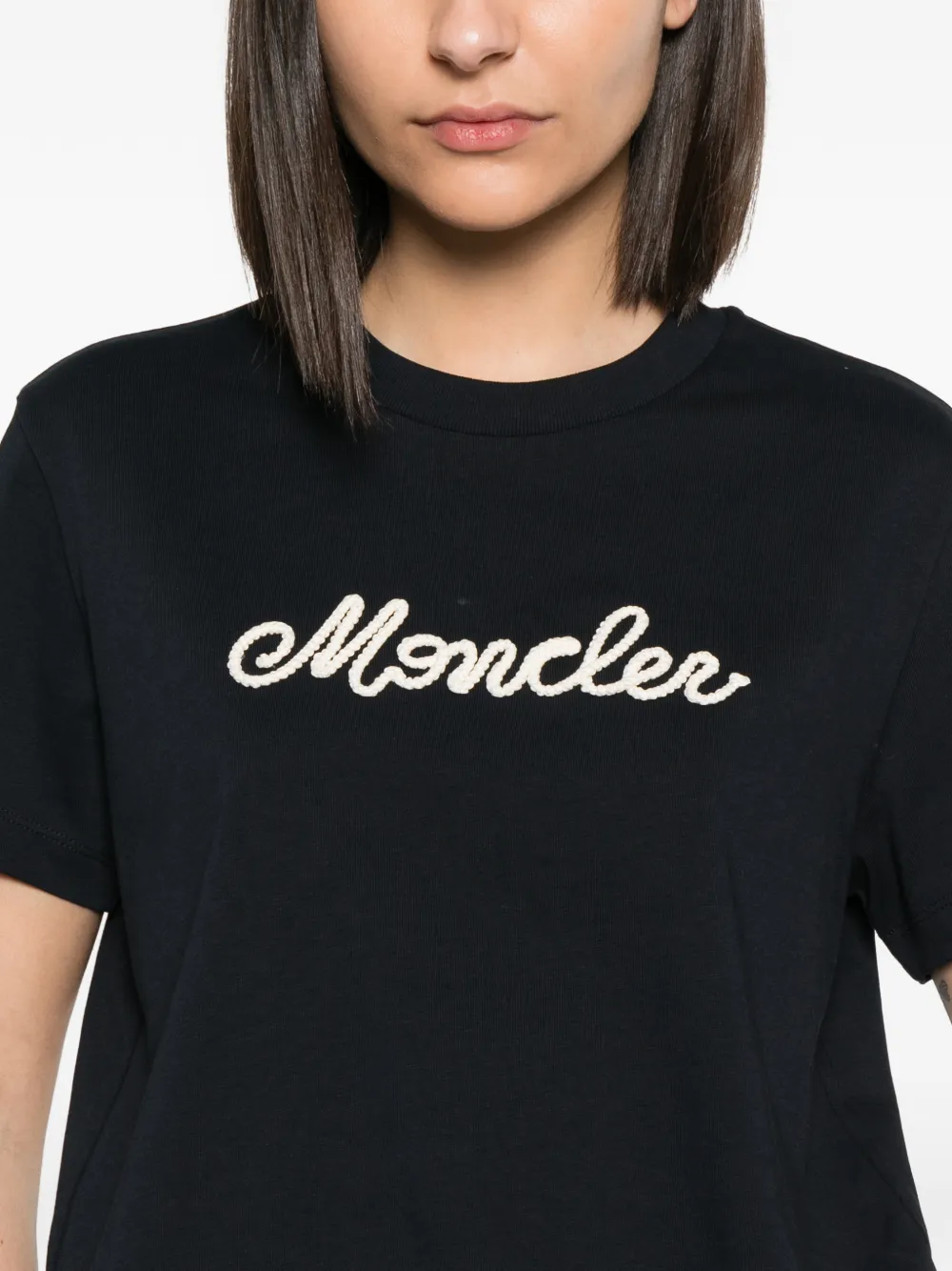 Moncler T-shirt met geborduurd logo Blauw