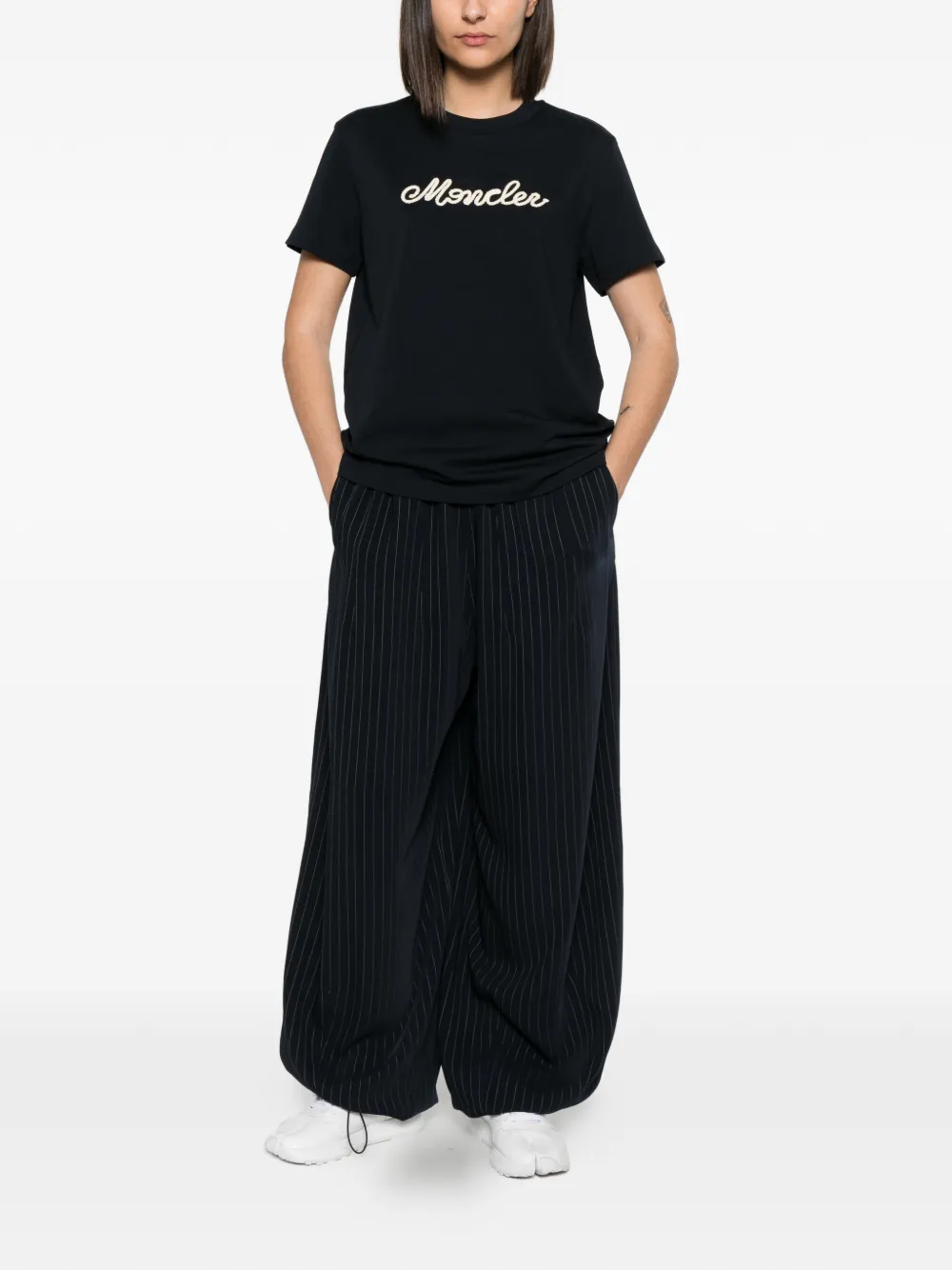 Moncler T-shirt met geborduurd logo Blauw