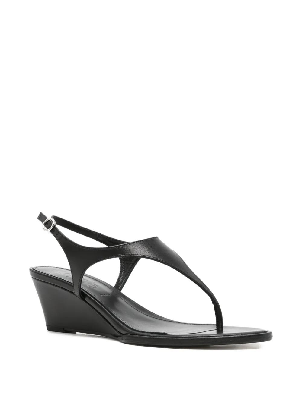 Aeyde Roose leather wedge sandals Zwart