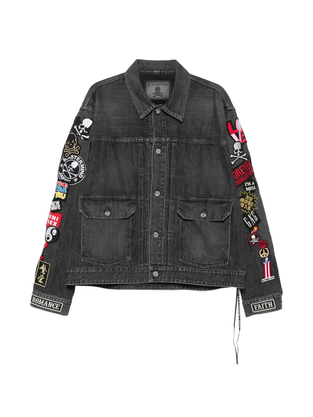 Mastermind Japan patched denim jacket - Grigio