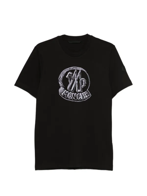Moncler Camiseta Com Logo Cartoon | Preto | FARFETCH BR