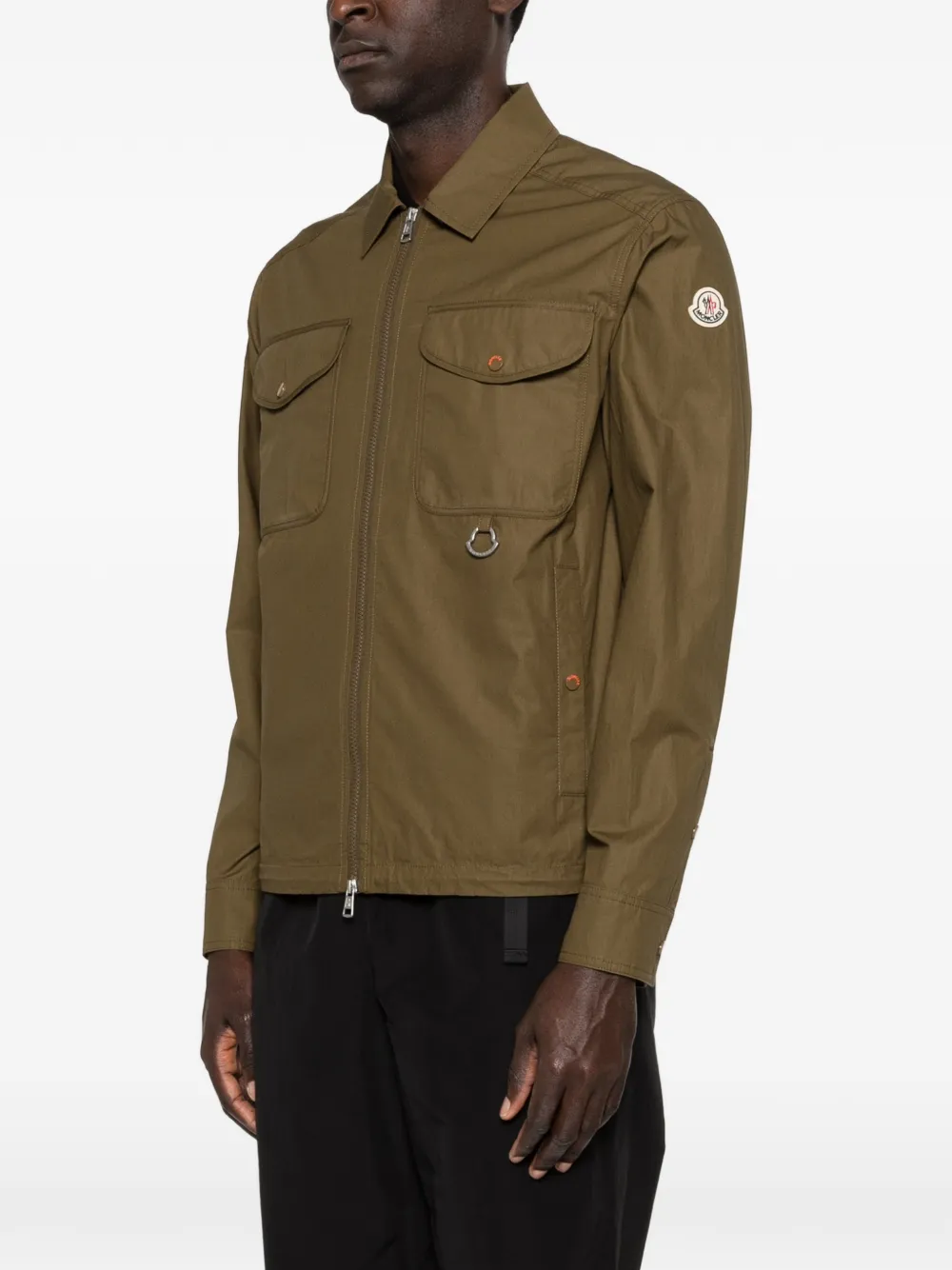 Moncler Popeline shirtjack met lange mouwen en rits Bruin