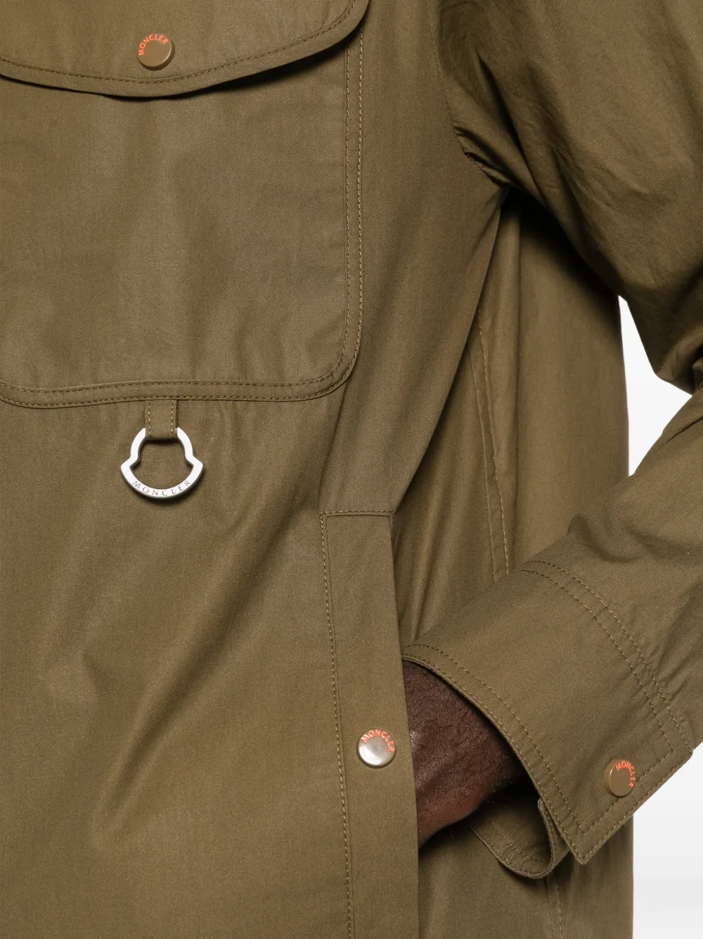 Moncler Popeline shirtjack met lange mouwen en rits Bruin