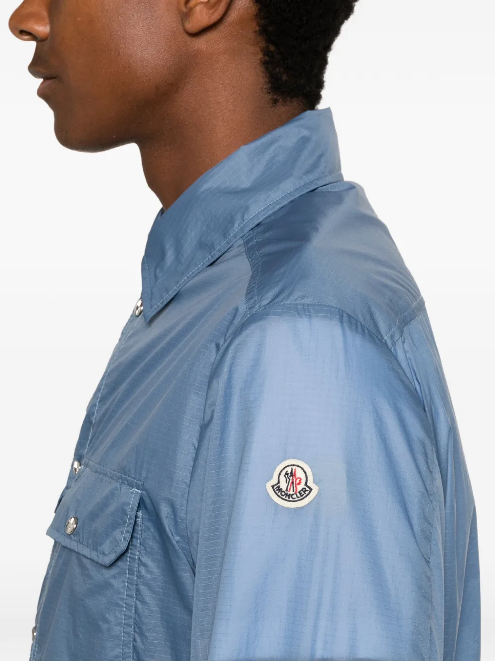 Moncler Shirtjack met logopatch Blauw