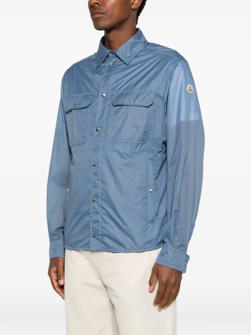 Moncler Shirtjack met logopatch Blauw