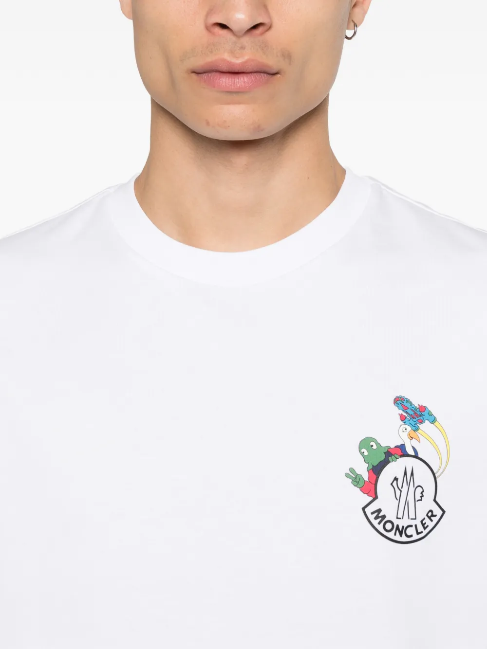 Moncler T-shirt met logo en grafische print Wit