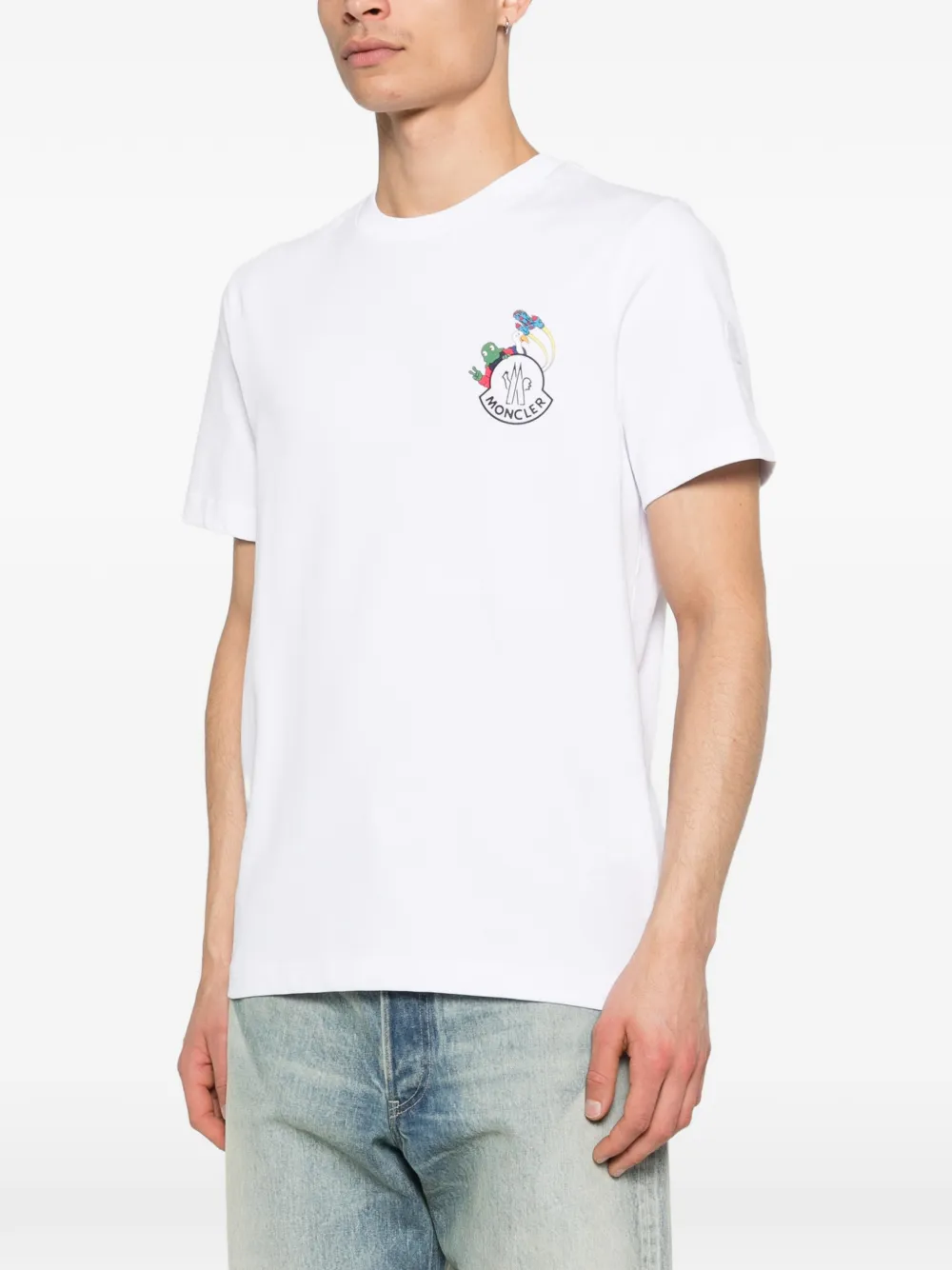 Moncler T-shirt met logo en grafische print Wit