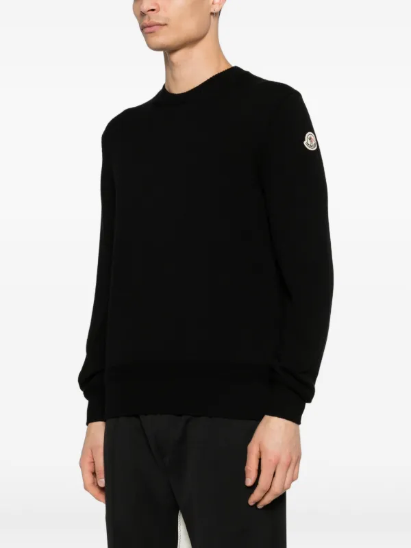 Moncler Crew Neck Knit Jumper | Black | FARFETCH