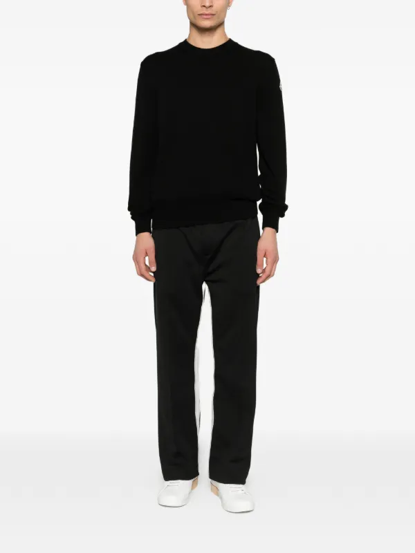 Moncler Crew Neck Knit Jumper | Black | FARFETCH