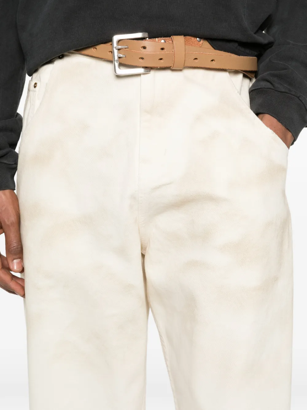 Willy Chavarria Jeans met knoopsluiting Beige