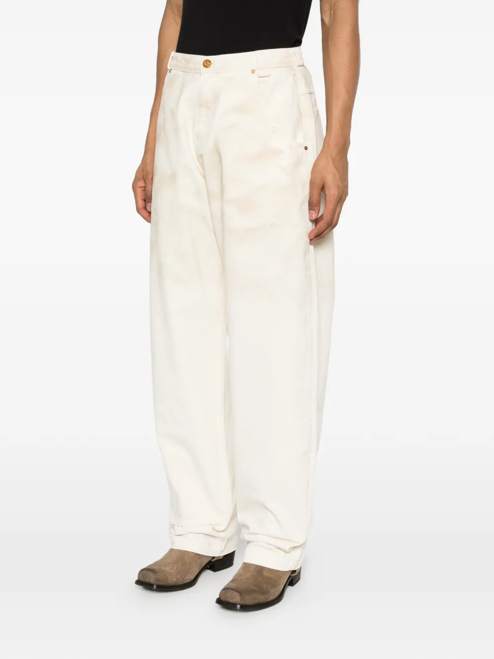 Willy Chavarria Jeans met knoopsluiting Beige