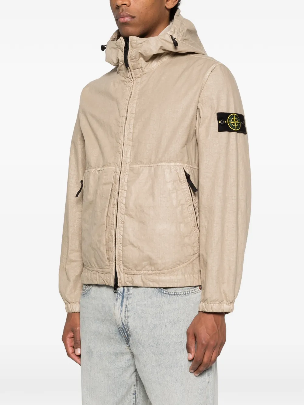 Stone Island Jack met capuchon en logopatch Beige