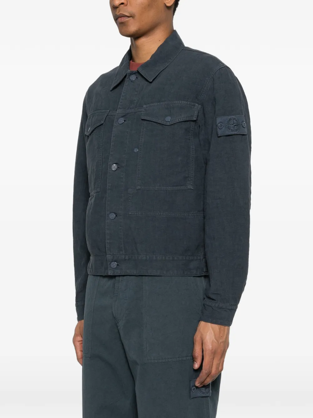 Stone Island Jack met klepzak en knopen Blauw