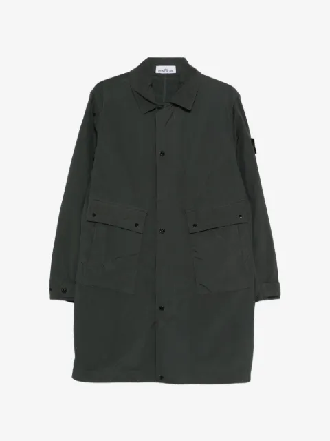 Stone Island logo-patch button-up trench coat
